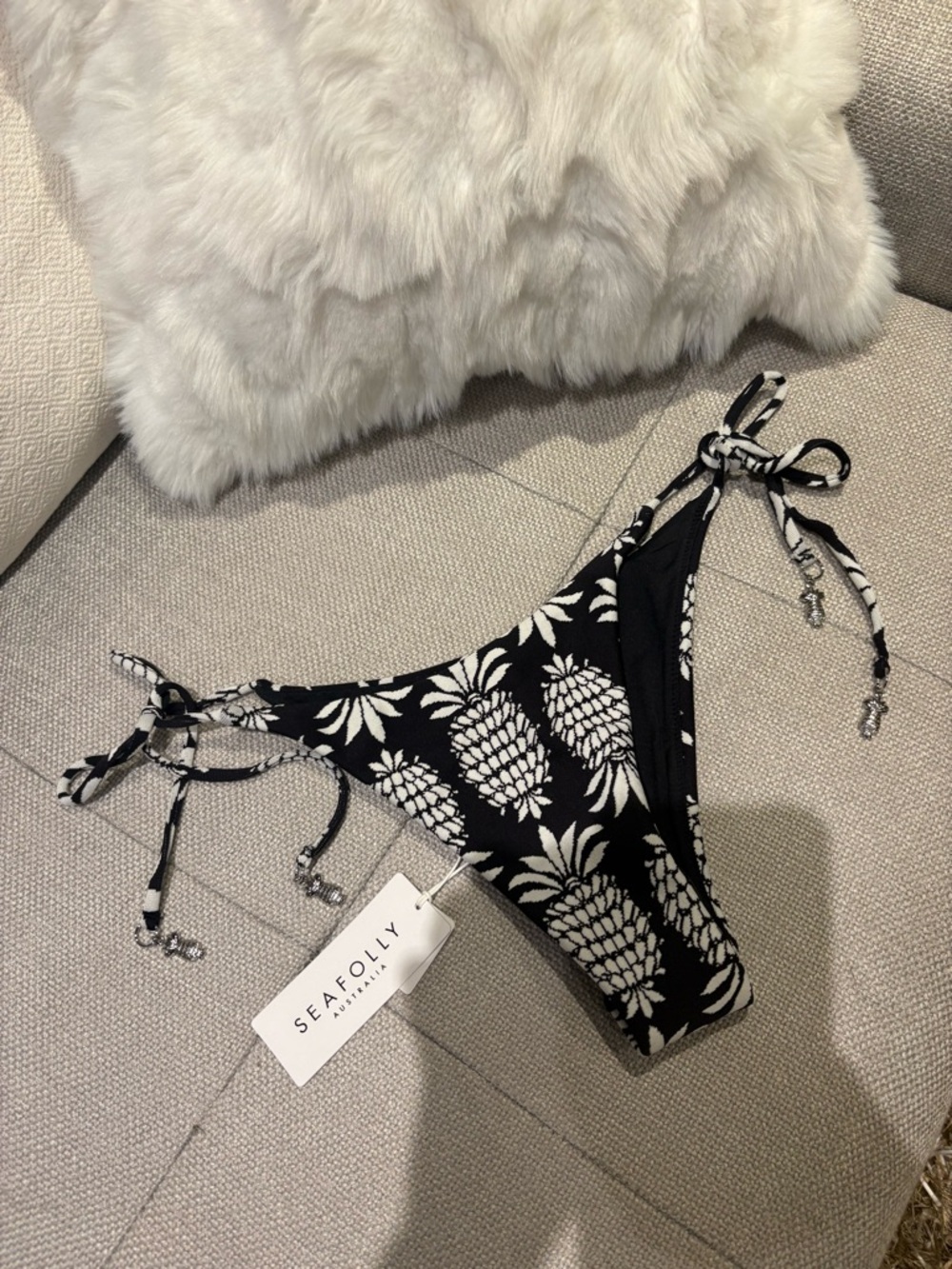 Seafolly CORSICA Tie-Side Bikini Bottom with Pineapple Charms- NEW
